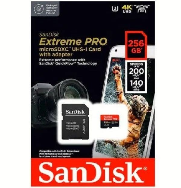SanDisk Extreme Pro microSD UHS I Card 256GB 200MB/s