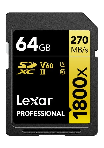 Lexar 64GB Gold Series 1800X Uhs-Iı Sdxc Hafıza Kartı 270MBS