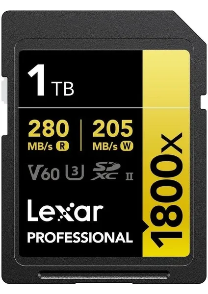 Lexar Professional 1tb 1800X 280MB/S 4K V60 Sd Hafıza Kartı