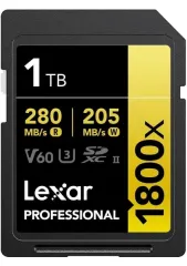 Lexar Professional 1tb 1800X 280MB/S 4K V60 Sd Hafıza Kartı