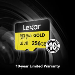 Lexar 256GB 280 MB/s UHS-II V60 microSD Hafız Kartı (Gold Serisi)