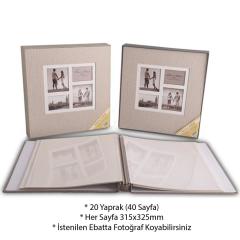 20 Yaprak (40 Sayfa) Kutulu Koton Desenli Yapıştırmalı Albüm / ACR-16W-20315