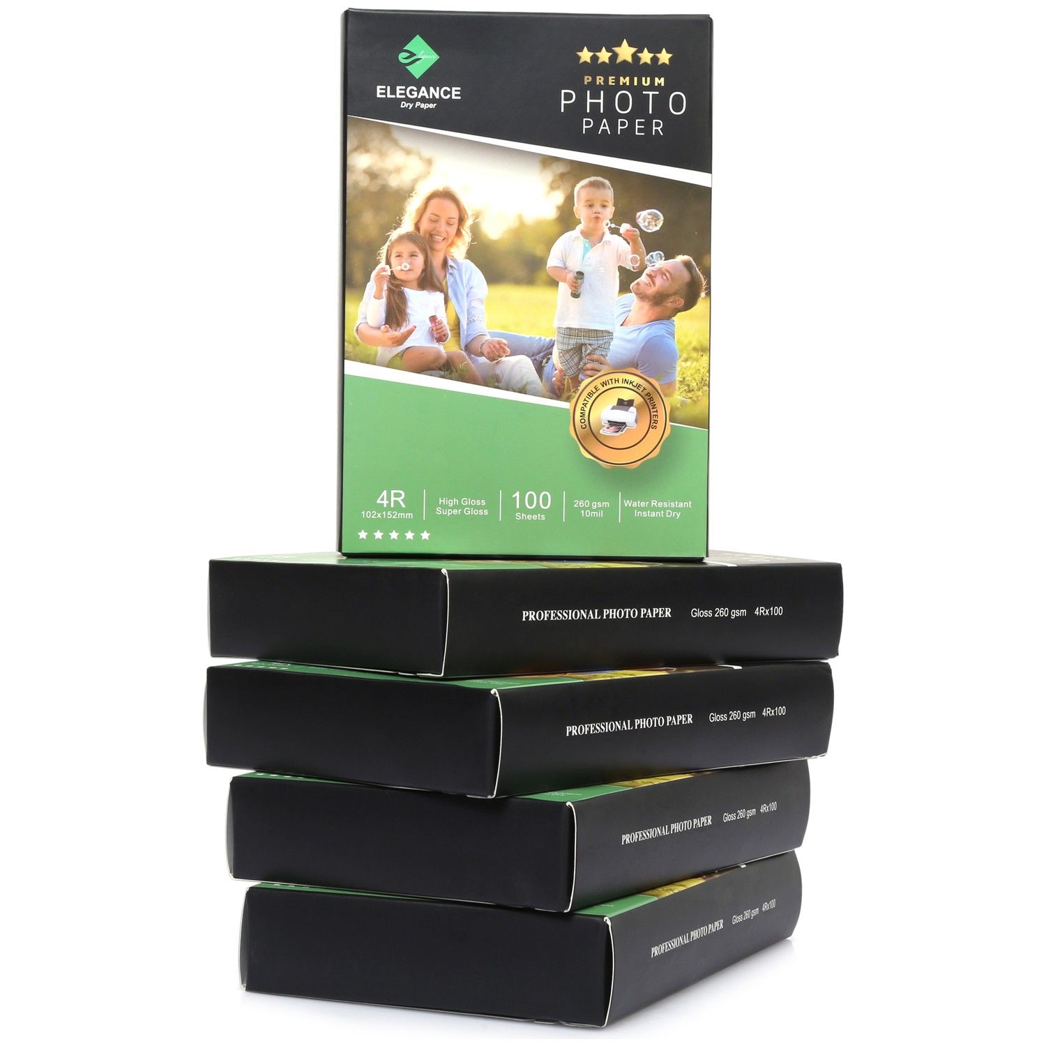 Elegance 4r 10X15 cm Glossy 260GSM 500ADET Fotoğraf Kağıdı 5 Li